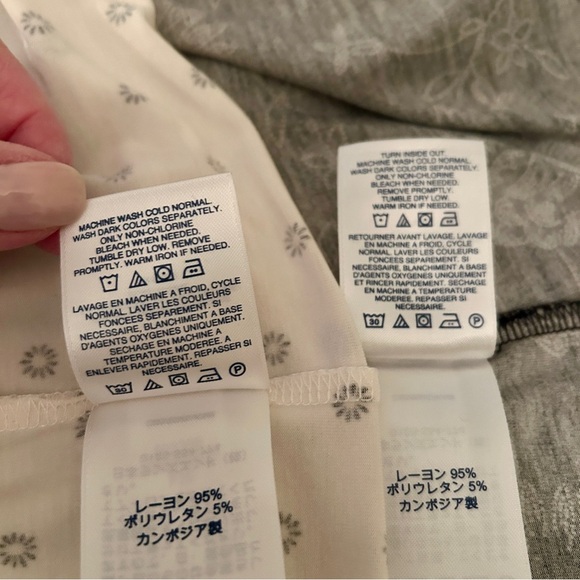 Lands' End Set Black Floral Drapey Kimono Open Front White Tee Top Plus size 1X - Picture 15 of 16